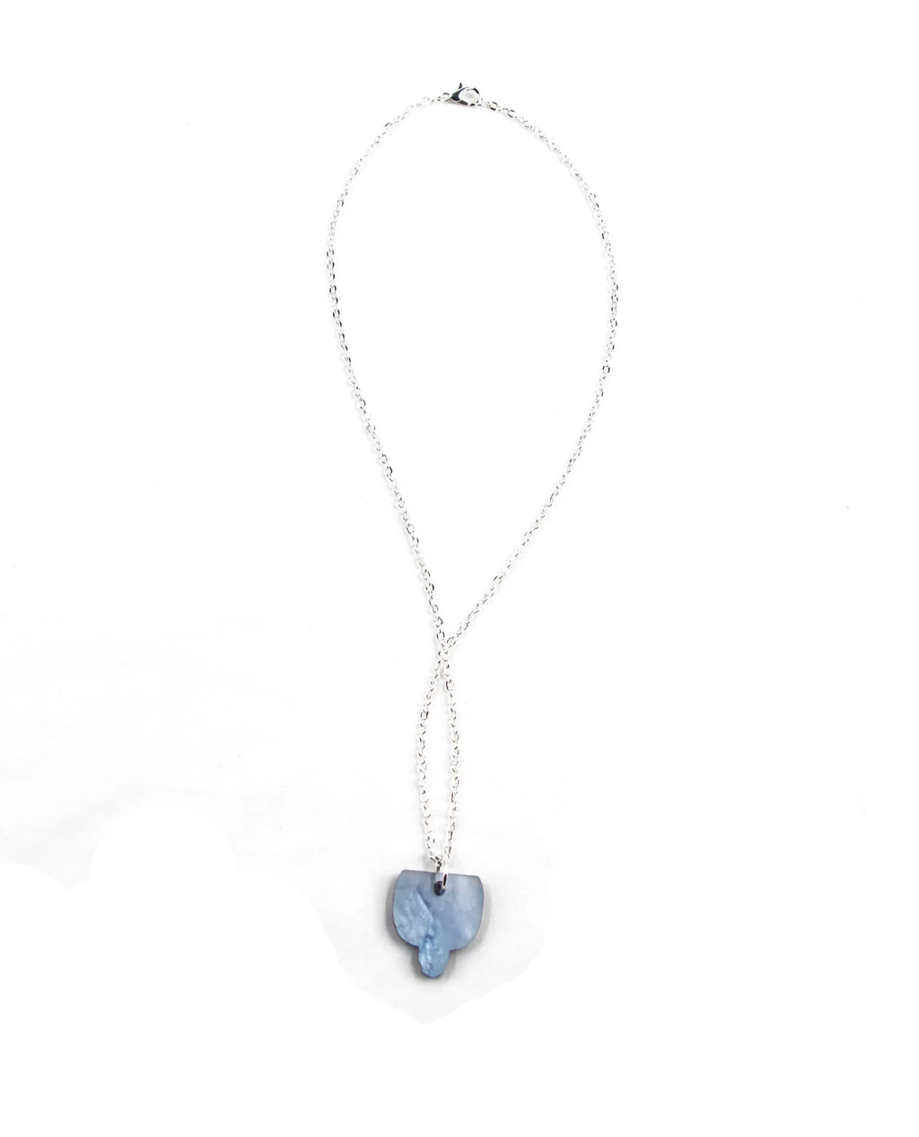 Silver necklace with marbled purple pendant